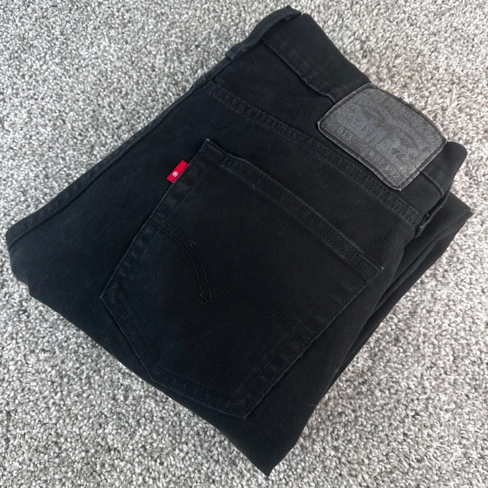 Levis 513 Slim Straight Jeans Mens 31x32 Black Denim Pants Goth Grunge